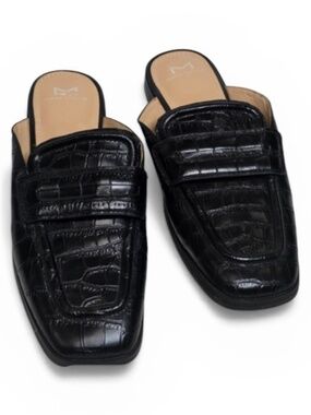 Marc Fisher Black LTD Flyta Croc-Embossed Leather Loafer Size 7 M Slip on